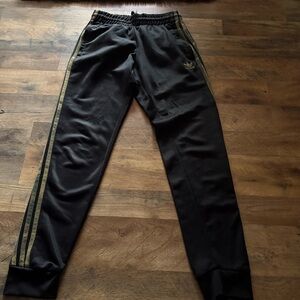 Adidas Men's Black Joggers with Gold Accents